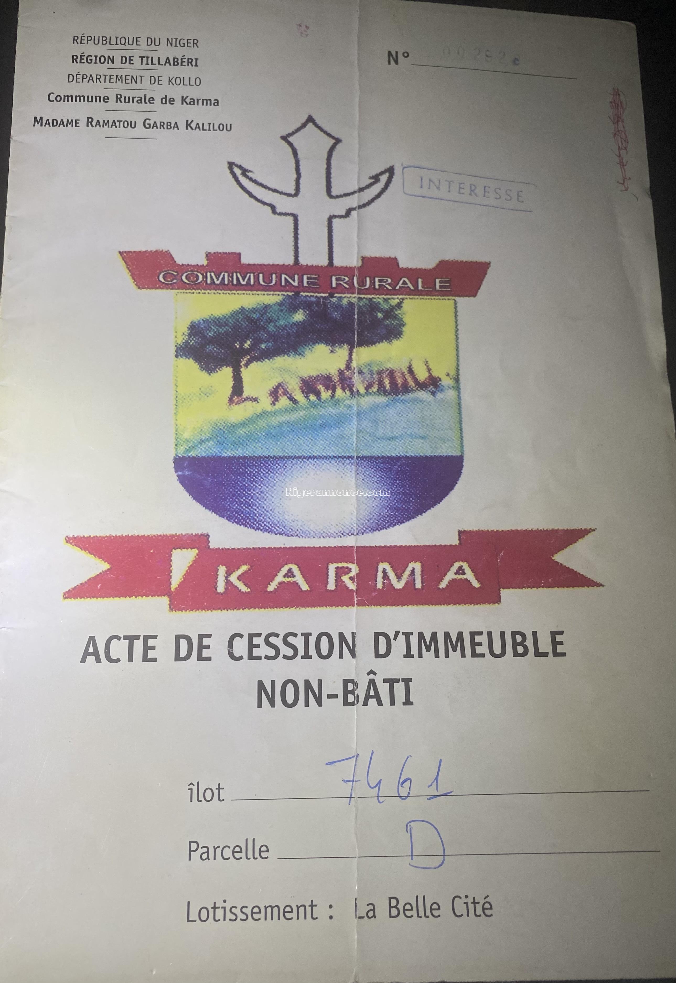 terrain à vendre lotissement la belle cité | Niger annonce