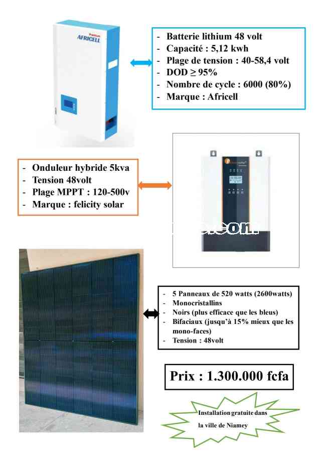 Kit solaire 48volt 5kwh, 5kva et 2600w | Niger annonce