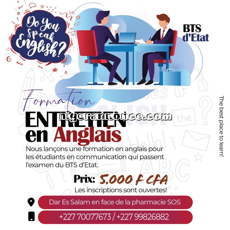 Formation Anglais entretien BTS d'État | Niger annonce
